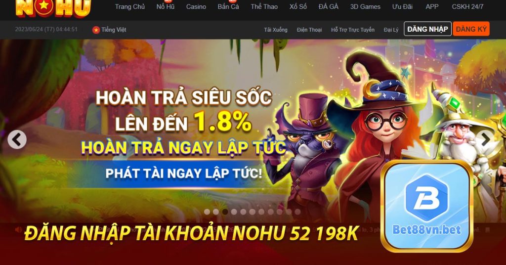 Đăng nhập tài khoản Nohu 52 198k